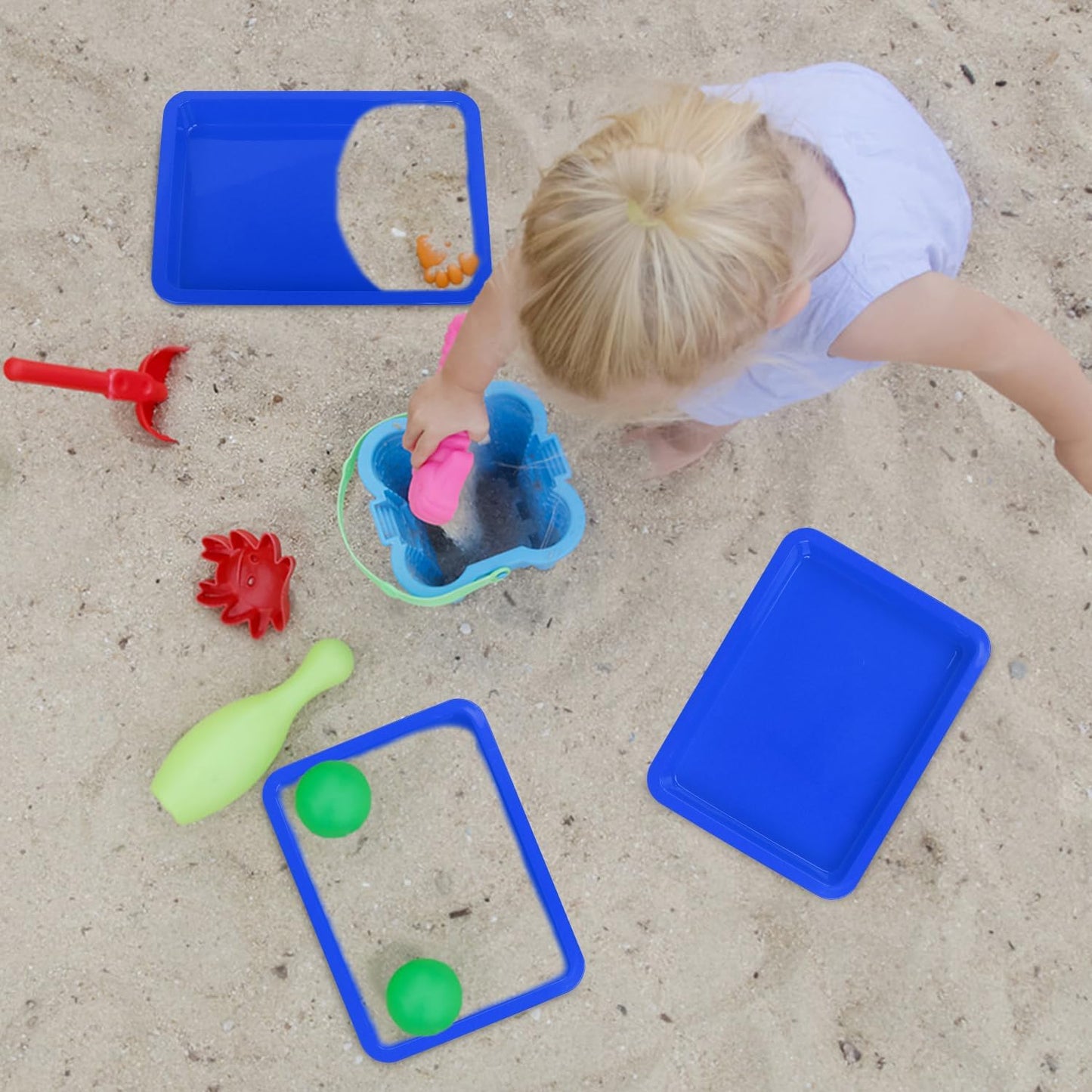 24 Pack Art Trays - Stackable Craft Trays for Kids' DIY Projects & Painting - Shallow Storage Organizer (Blue, 9.45 x 7.1 x 0.98 Inch)