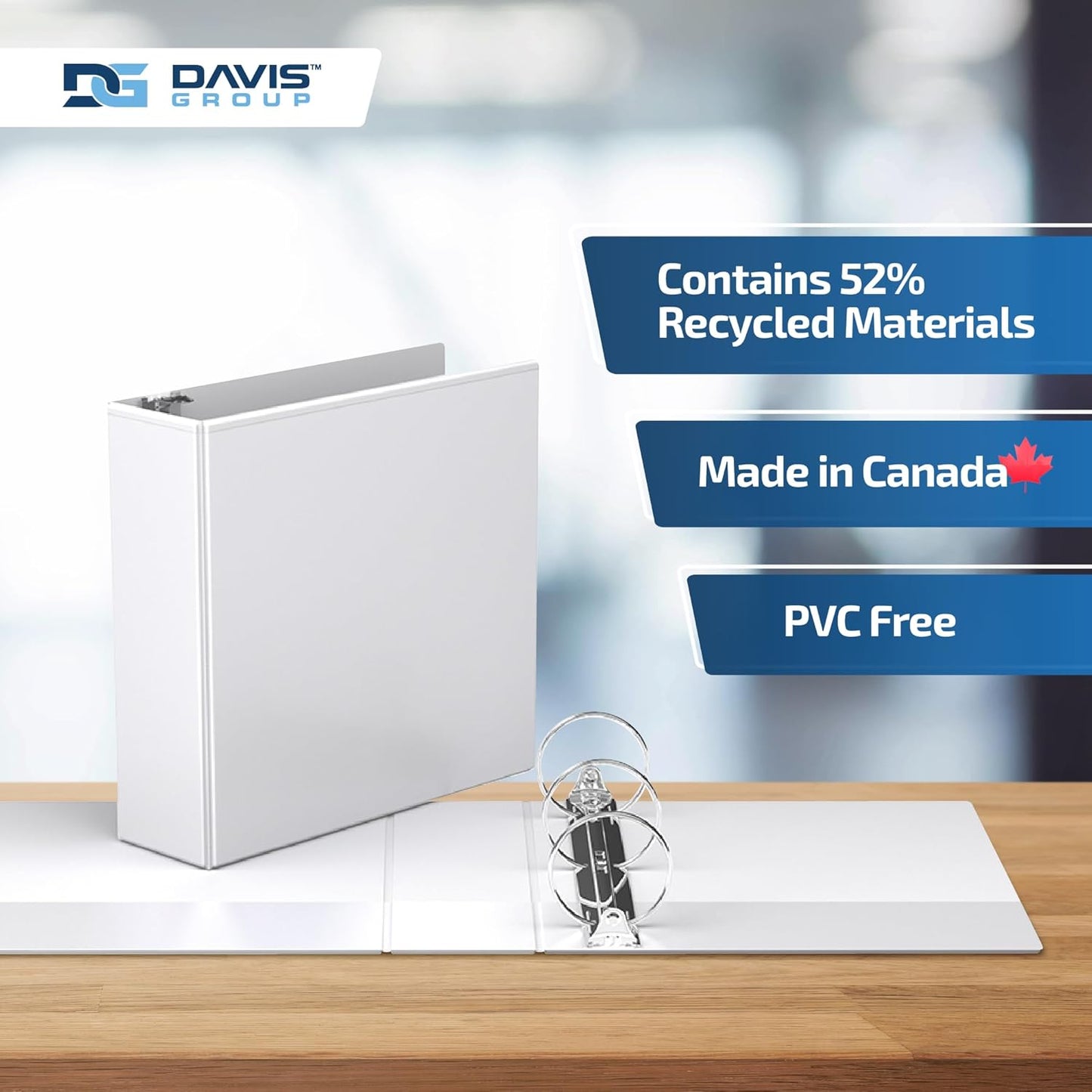 Easyview Premium 3-Ring Binders with Clear-View Covers and Round Rings, Binders for School or Office, 3 Inch, Pack of 6, White