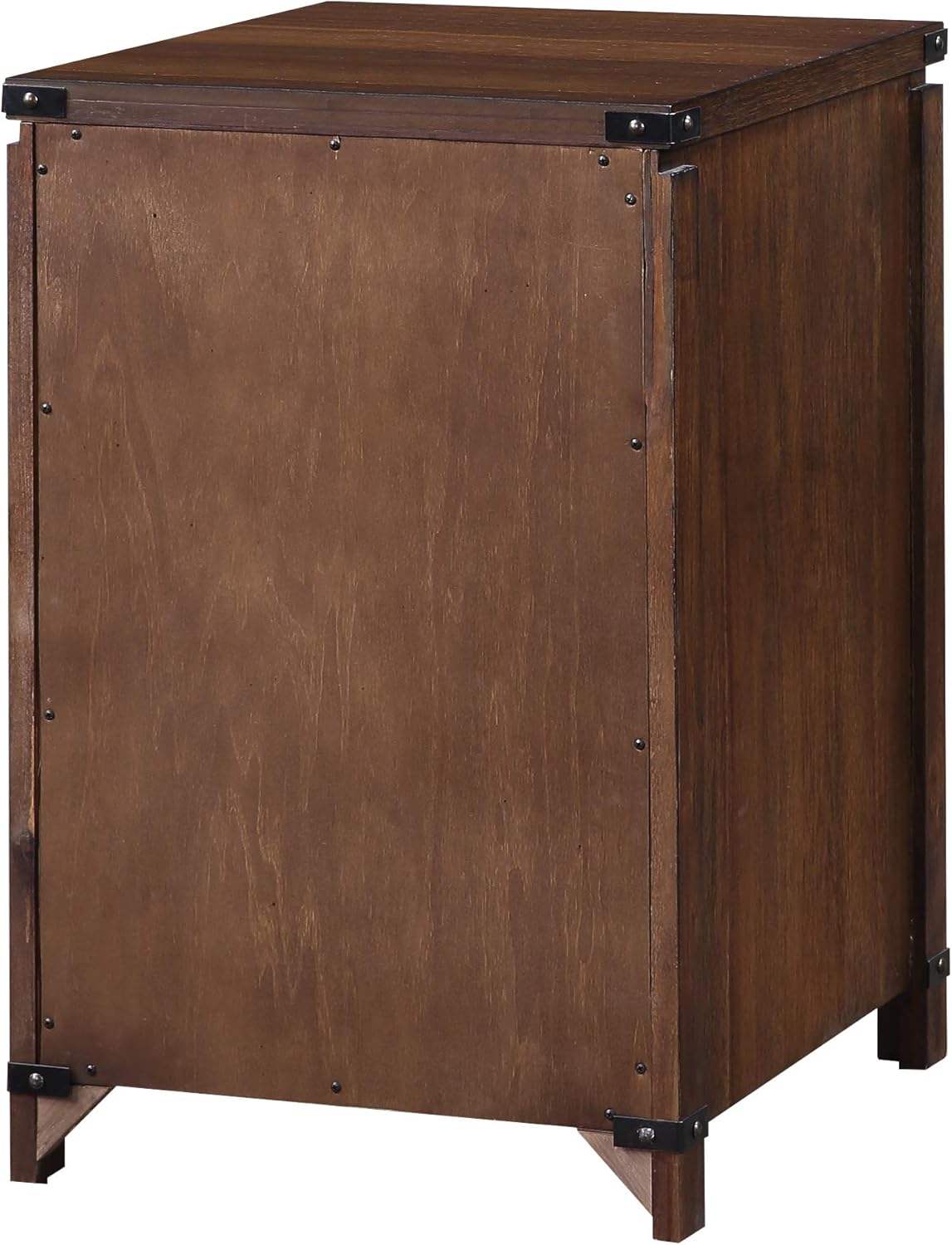 OSP Home Furnishings Baton Rouge 2 Drawer File Cabinet with Rustic Design and Metal Accents, Brushed Walnut