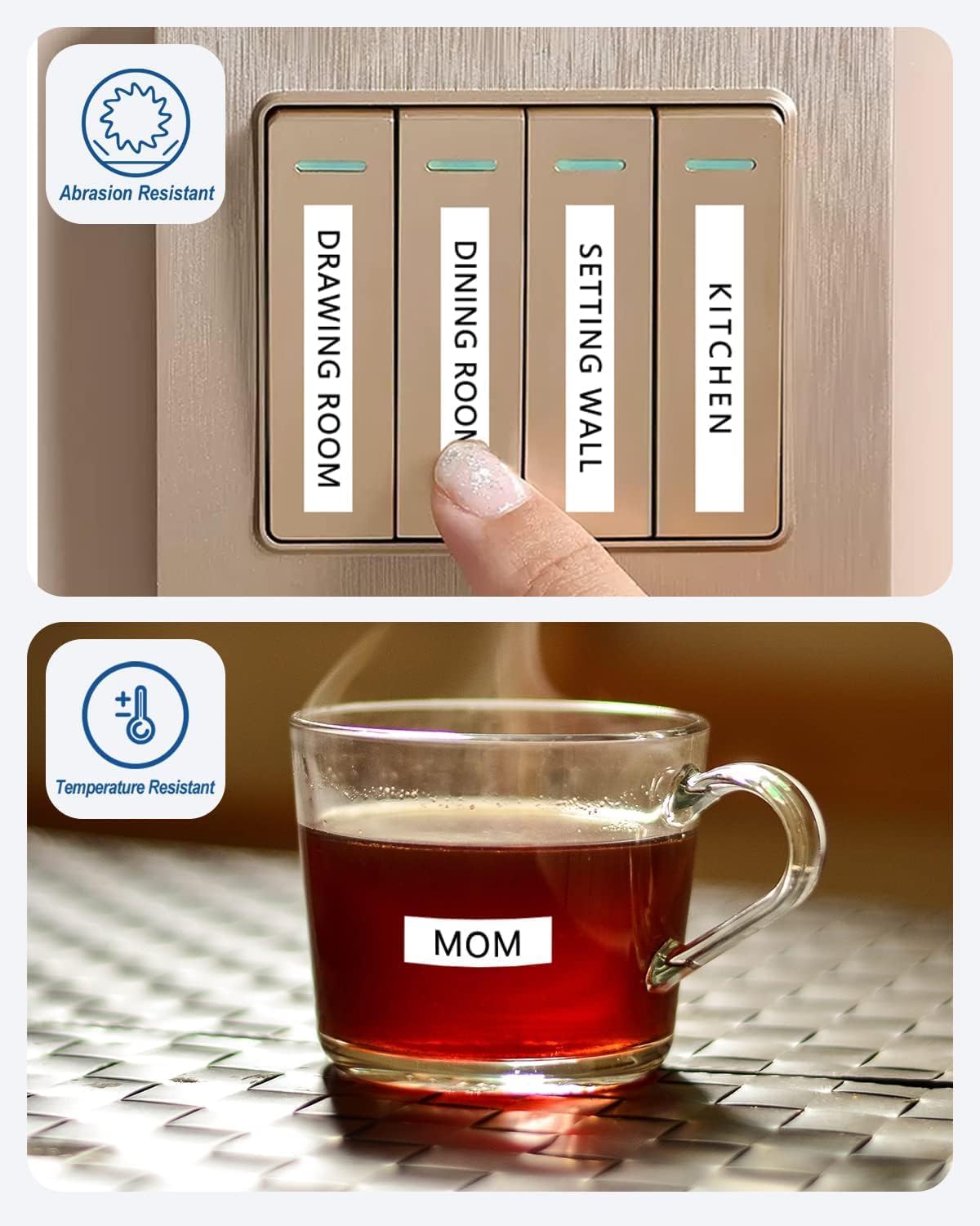 Tze TZ Tape 12mm 0.47 Laminated White Tape Compatible for Brother Label Maker Tape 12mm 1/2" Black on White Tape for Ptouch PT PTD200 PTD410 D210 D220 D610 P710BT PTH110, 4-Pack