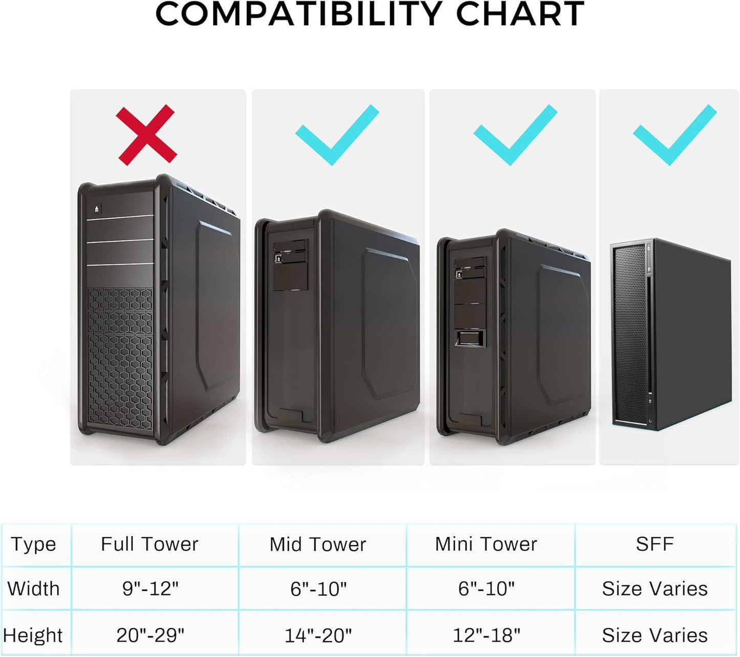 EUREKA ERGONOMIC CPU Holder Under Desk Mount, Computer Tower Holder 360° Swivel Height & Width Adjustable, Holds up to 44 lbs, Fits Most Computer Tower, Black