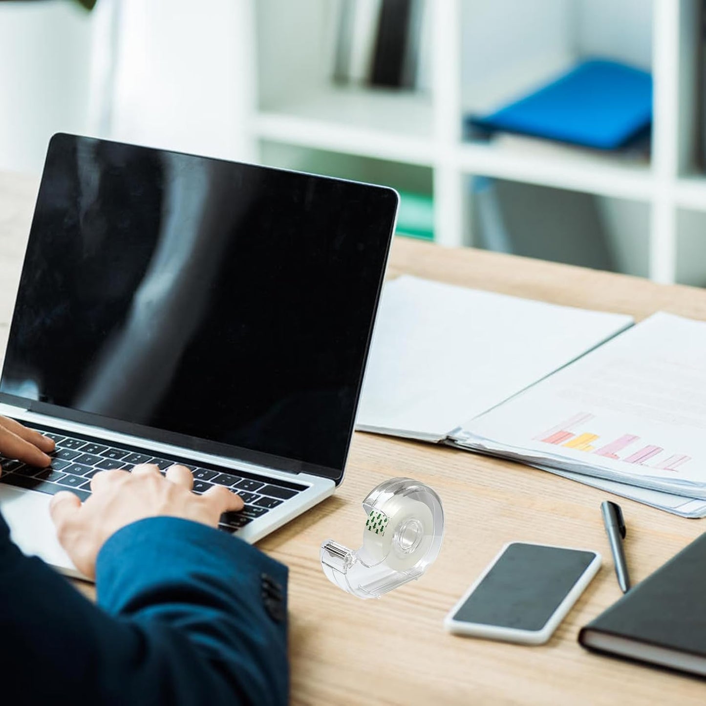 Clear Tape, Transparent Tape for Office, 3/4 in, Dispensered, 24 Packs