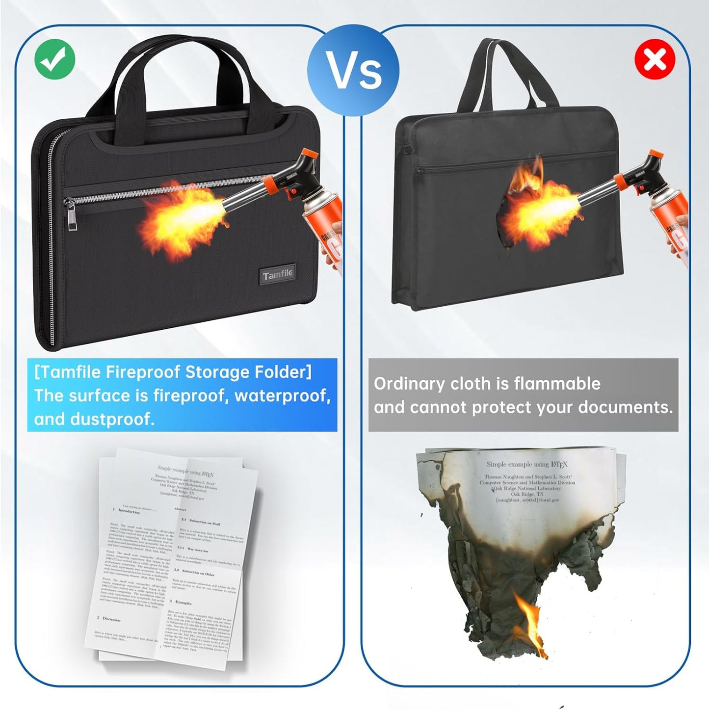 Tamfile Fireproof Accordion File Organizer with Handle, 13 Pocket Expanding File Folder with Zipper & Labels, File Folder with 3 Ring Binder, Multi Pockets Paper Organizer Folder for Letter A4 Files