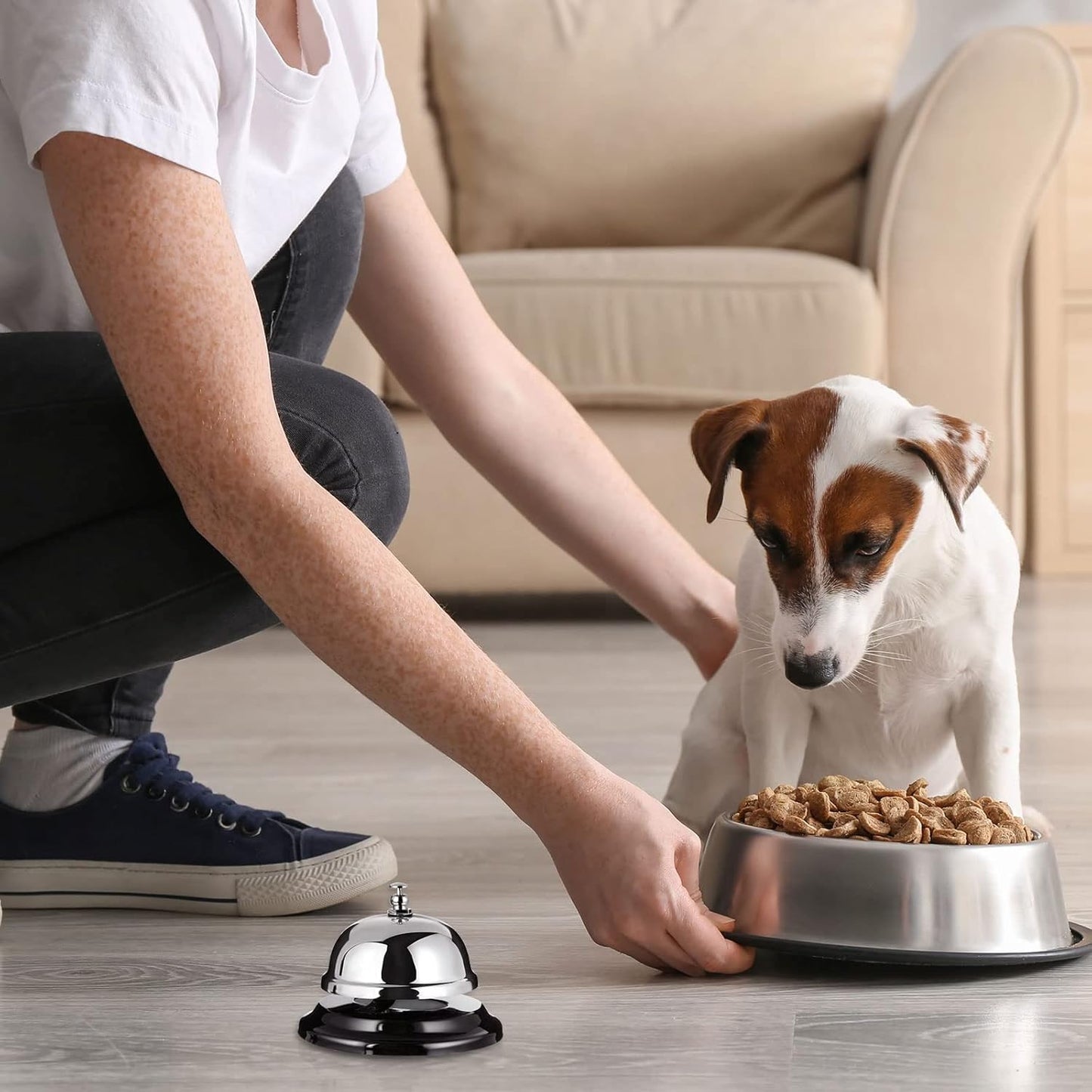 8PCS Metal Call Bell, Silver, 3.5 Inch Diameter, Restaurant, Hotel, Office, Pet Dog Training