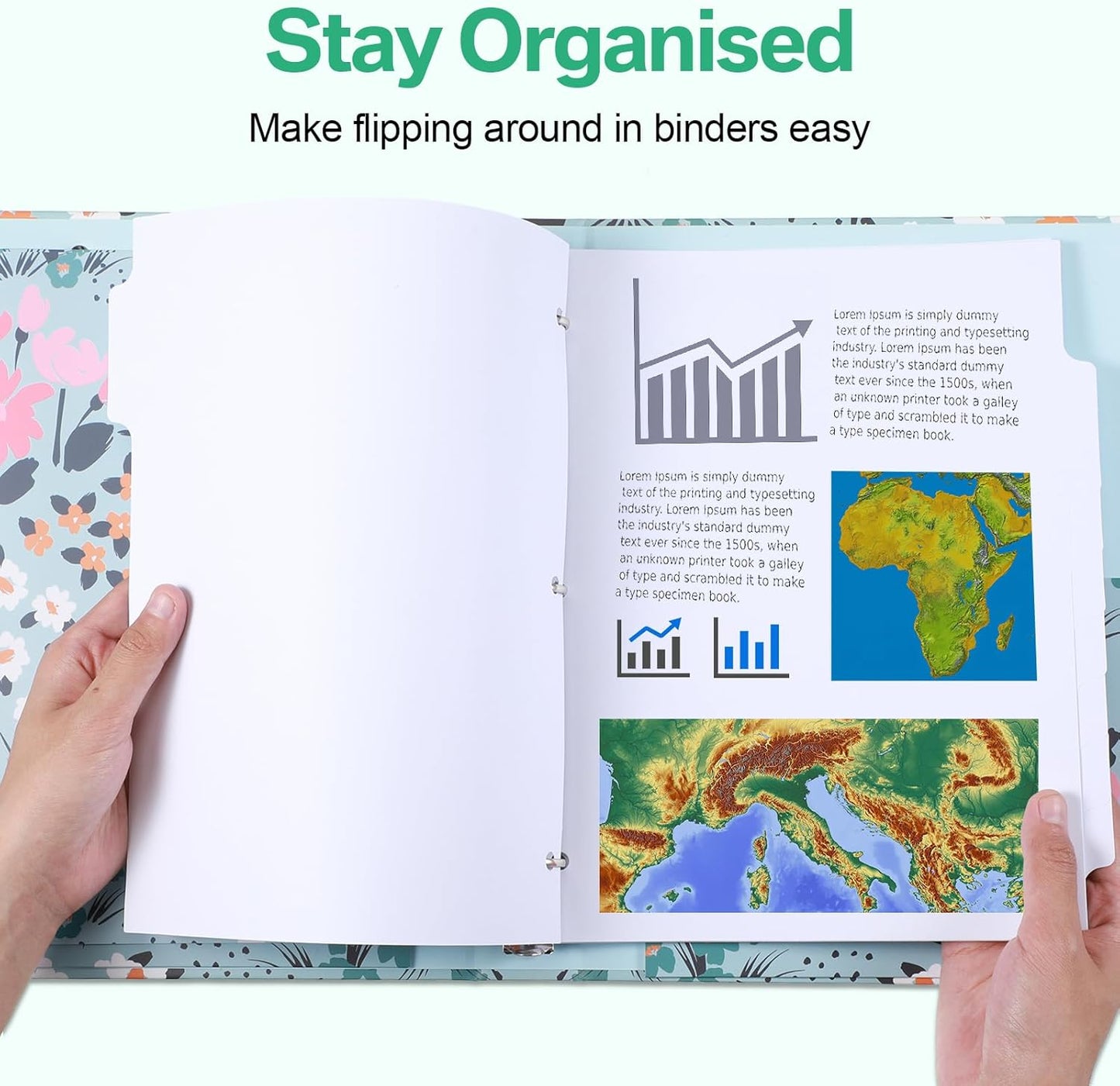 Geyoga 400 Pieces 50 Sets 3 Ring Binder Dividers with Tabs 11. 5 x 9 Inch 8 Tab Dividers for 3 Ring Binders Letter Size Page