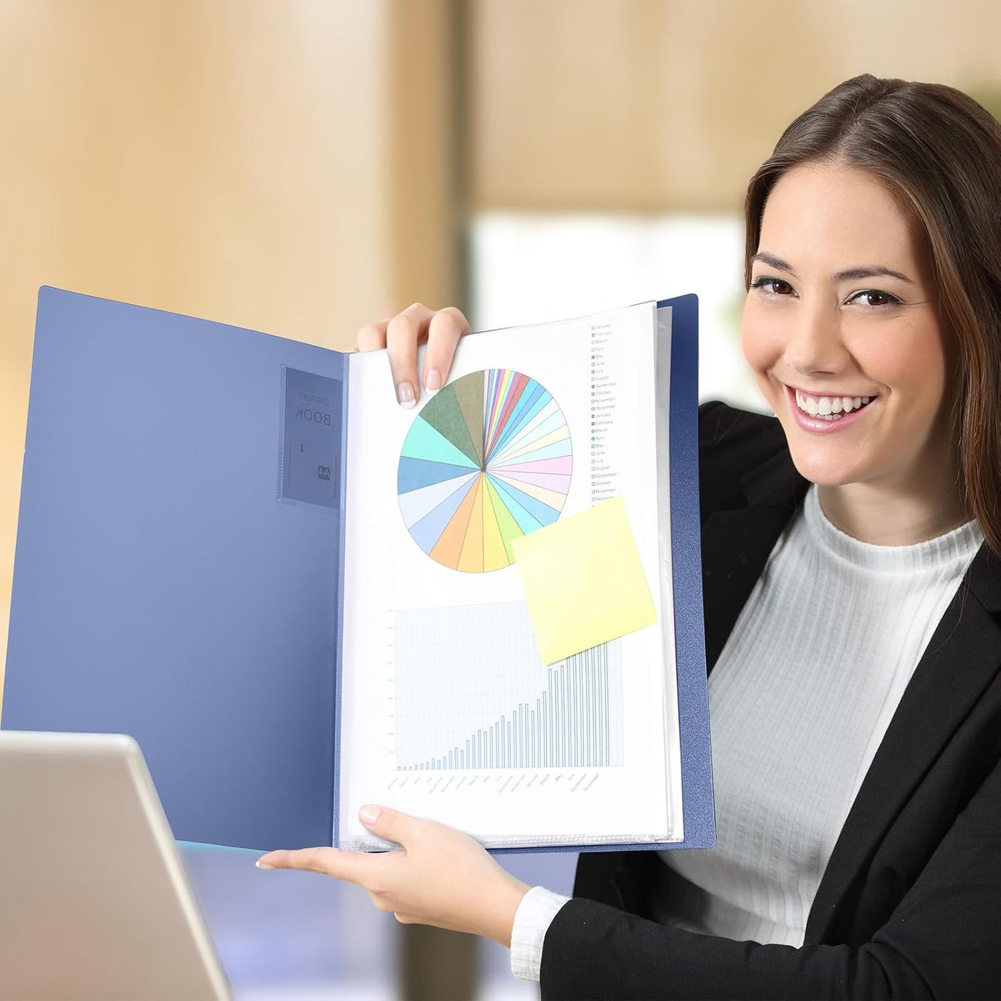 Marspark 6 Pcs Binder with Plastic Sleeves Large 8.5" x 11" Display Presentation Book 40 Pocket 80 Pages Art Portfolio Folder Clear Sheet Protector for Photo Document (Black,Blue)