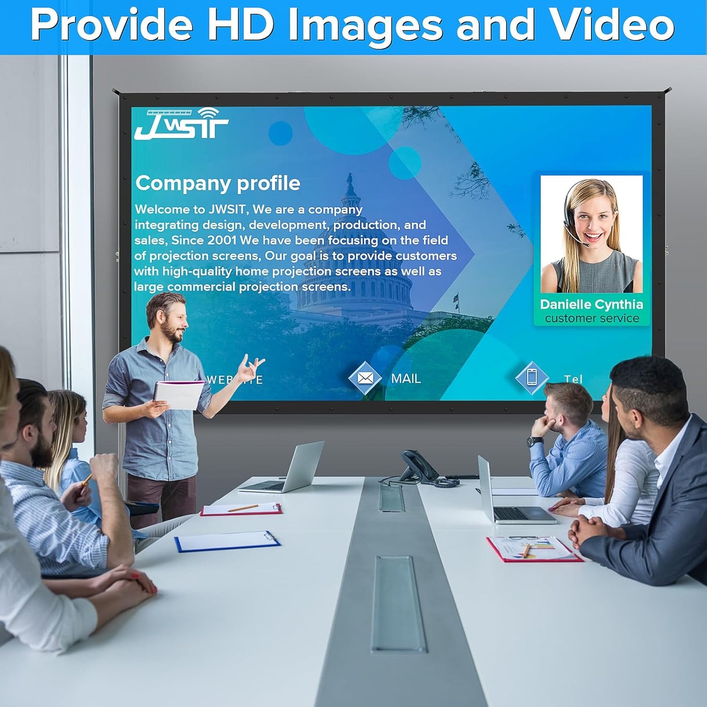 Projector Screen Indoor,JWSIT 100 inch Outdoor Movie Screen-Upgraded 3 Layers PVC 16:9 Outdoor Projector Screen,Portable Video Projection Screen with Carrying Bag for Home Theater Backyard