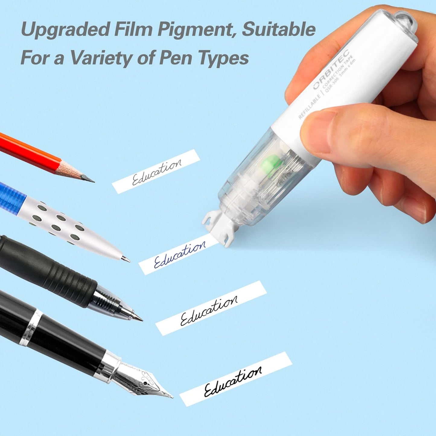 Refillable Retractable Quick Dry White Correction Tape,Mini Small Aesthetic Cute Correction Tape, with Easy to Use Kawaii Pen Shaped Applicator,for School Office Supplies