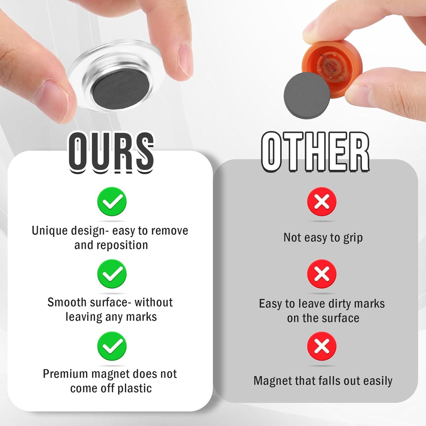 VNDUEEY 45 Pcs Round Whiteboard Magnets, Fridge Magnet Decorative, Dry Board Refrigerator Magnets, Small Magnet Teacher Supplies for School, Home, Office(Clear, 3cm/1.18in)