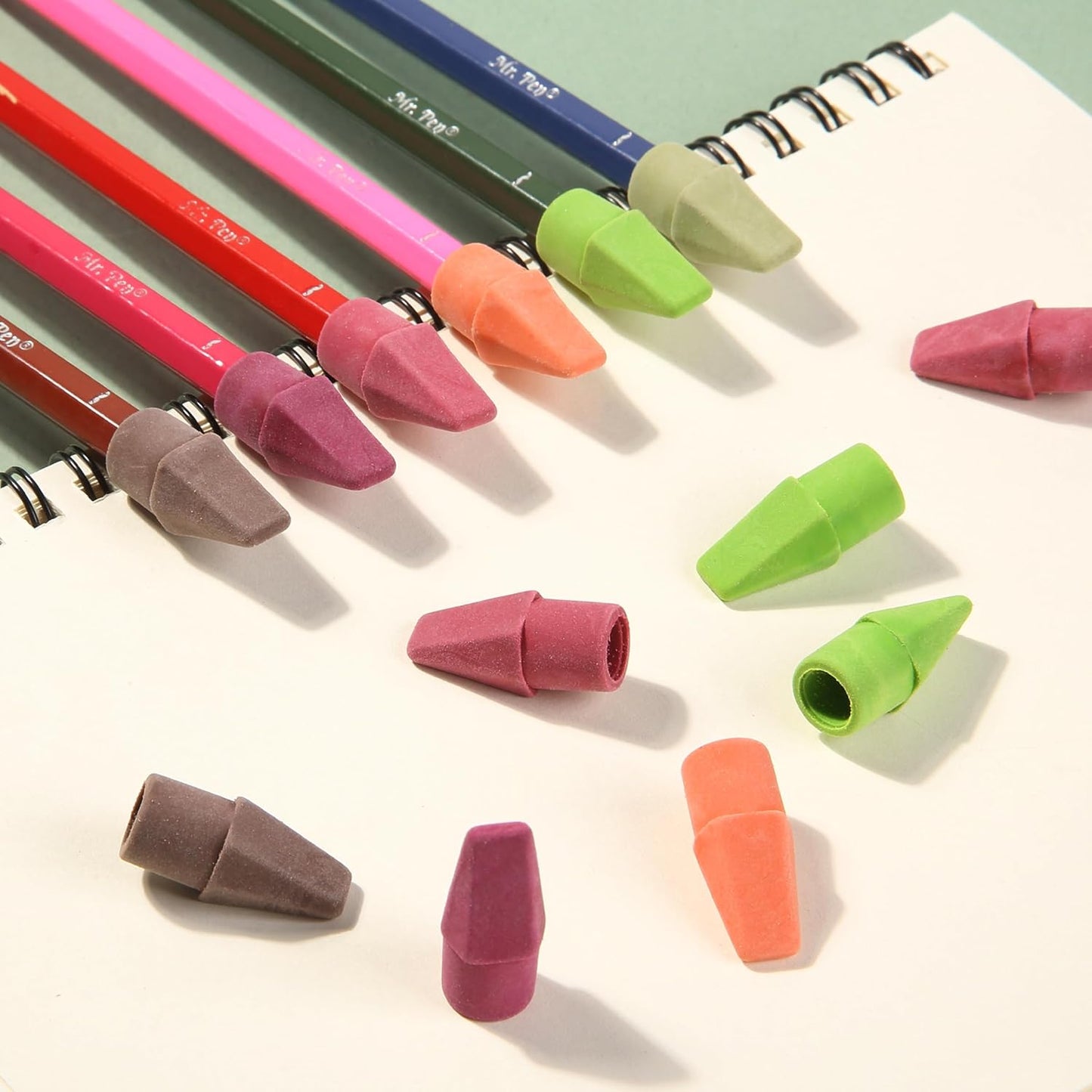 Mr. Pen- Pencil Erasers Toppers, 120 Pack, Late Harvest Color Scheme, Latex Free, No Smudge, Mr Pen Erasers for Pencils