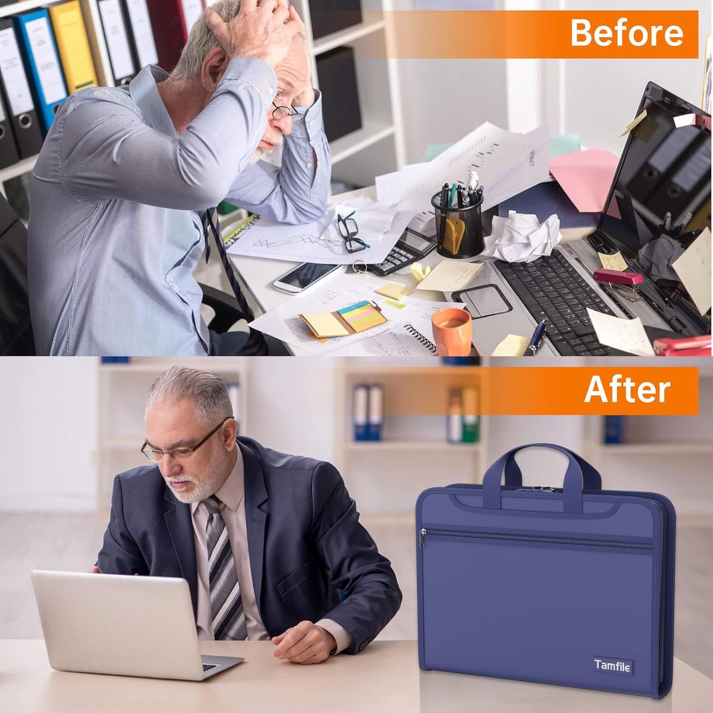 5200℉ Fireproof Accordion File Organizer with Lock, Thickened Document Organizer 13 Pocket with Zipper & Labels, Important Document Organizer, Expanding File Folder with Handle for Letter A4 (Blue)