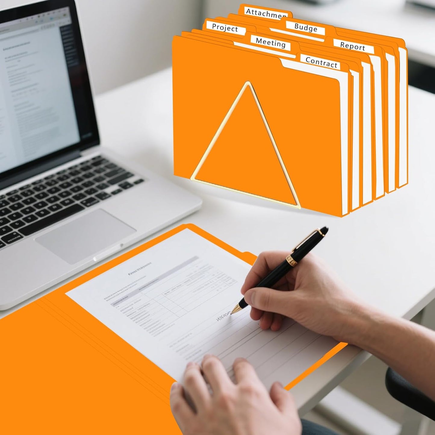 File Folder, HERKKA 120 Pack 1/3 Cut Tab File Folders, File Folders Great for Organizing and Filing, Letter Size, Orange