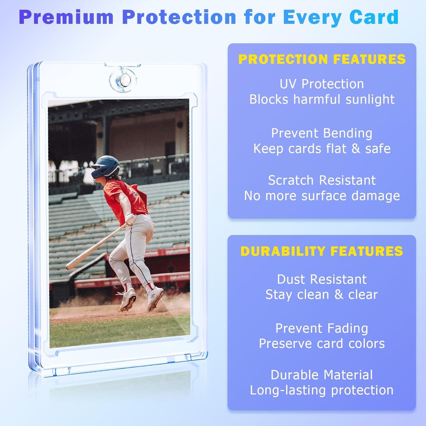 24ct Magnetic Card Holder for Trading Cards, 35 PT Clear Trading Card Sleeves, Hard Plastic Baseball Card Protectors, for Collectible, TCG, MTG, YUGIOH, Football, Sports Cards