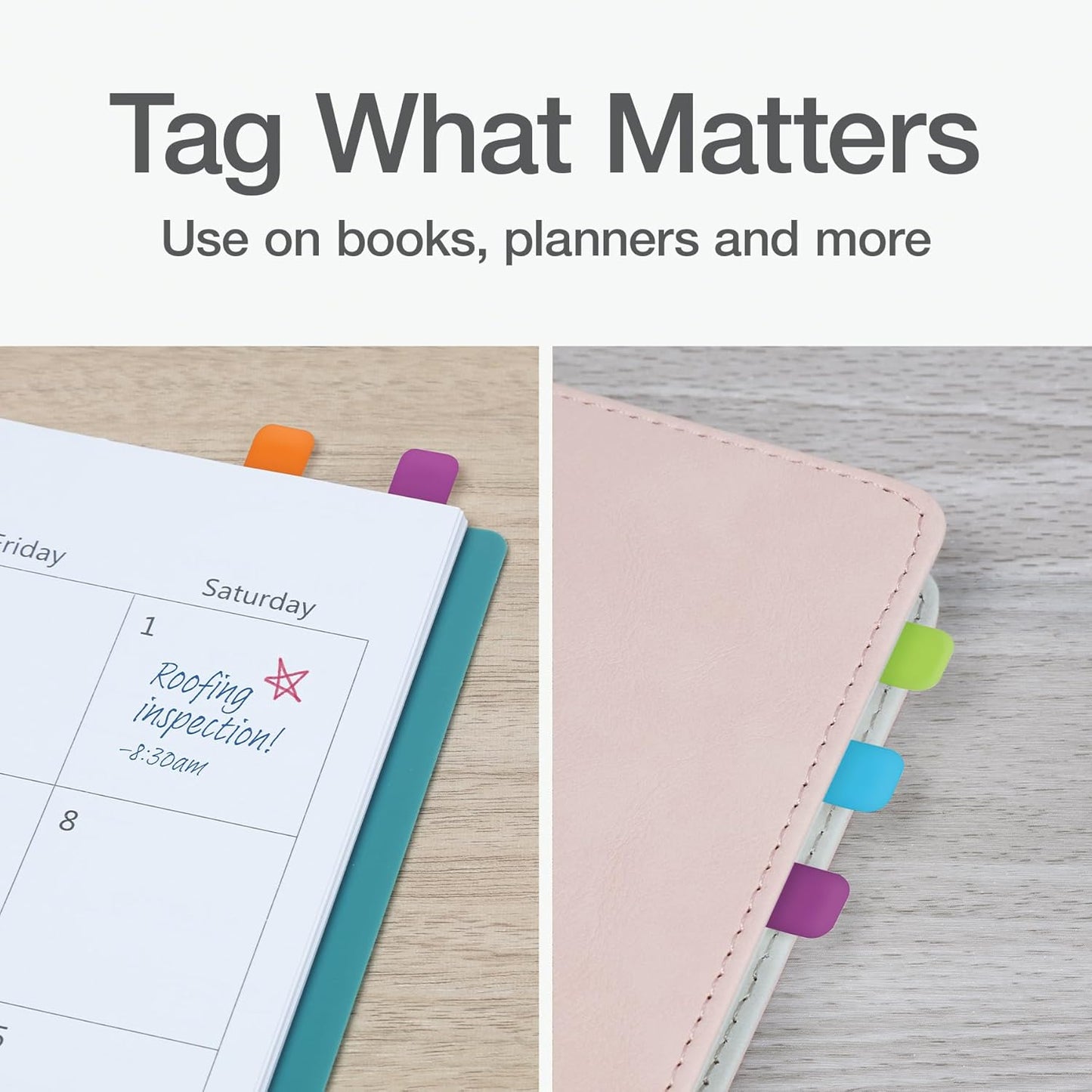 Redi-Tag Write-On Tabs, Permanent Adhesive Index Tabs, Tropical Colors: Purple, Green, Blue, Dark Blue, Orange, 1" x 7/16", 390 Pack (1009305)