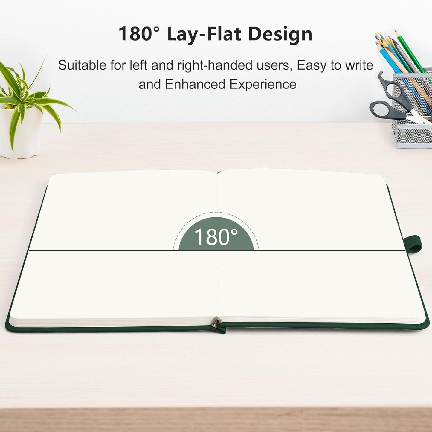 RETTACY Blank Journal Notebook, 192 Pages, A5 Medium Size (5.7'' x 8.3''), Leather Hardcover, 100 GSM Thick Paper, for Sketching, Drawing, Painting (Dark Green)