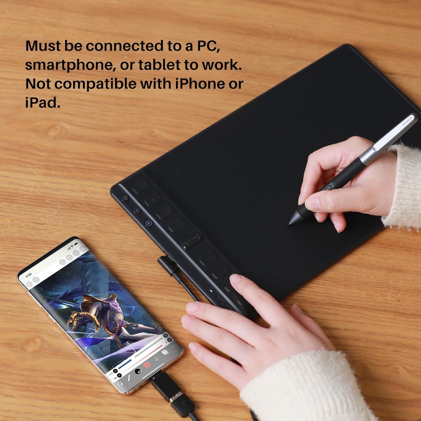 HUION Inspiroy 2 Medium Drawing Tablet with Scroll Wheel 8 Customized Keys Battery-Free Stylus 60° Tilt Support for Digital Art, Design, Sketch, 9x5inch Graphics Tablet, Black