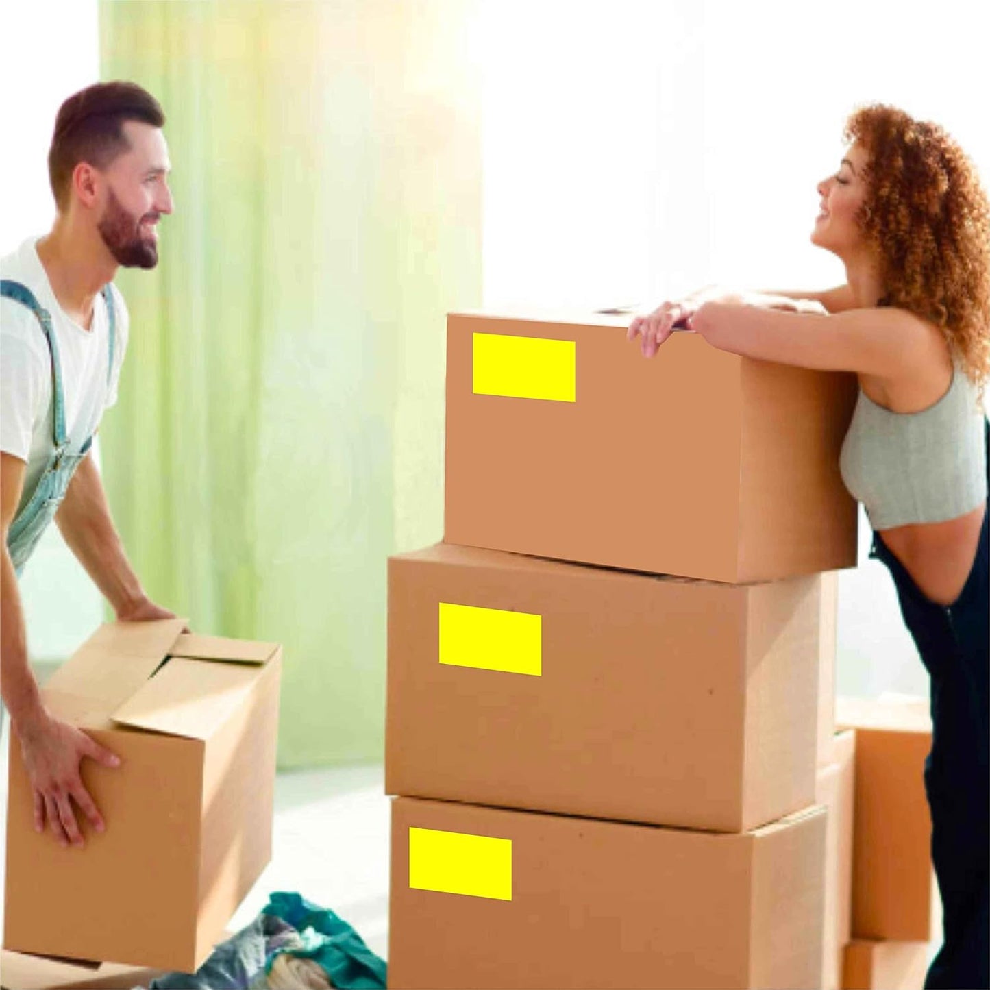 PARLAIM 3 x 5 inch Rectangle Sticker Labels, 250PCS Adhesive Color Coding Stickers for Moving Box Inventory Label, Fluorescent Yellow