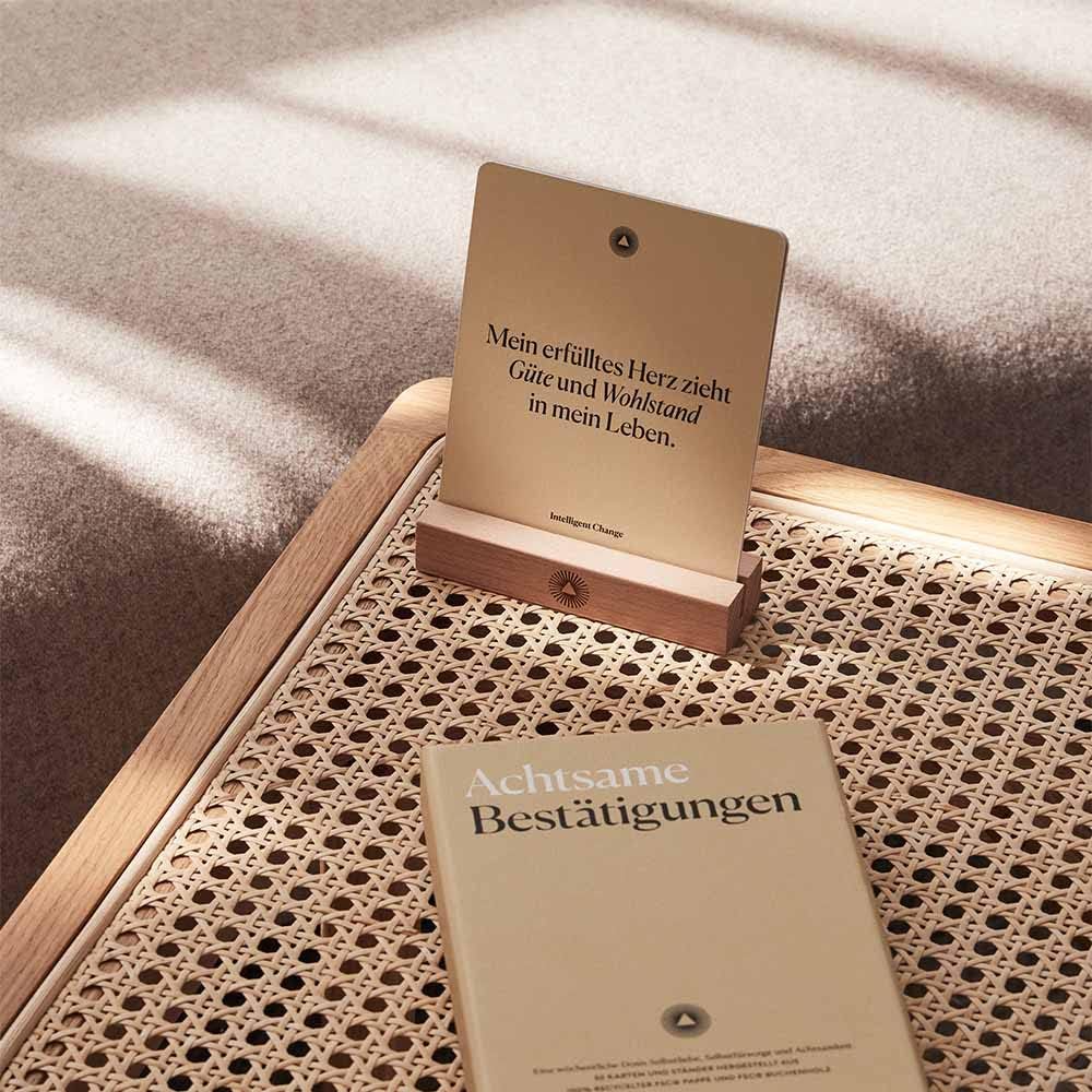 Intelligent Change German Mindful Affirmation Cards, Daily Words of Encouragement Cards, Self Affirmation Inspirational Gifts, Self Care Box of Positive Affirmations, Display Stand, Deck of 52