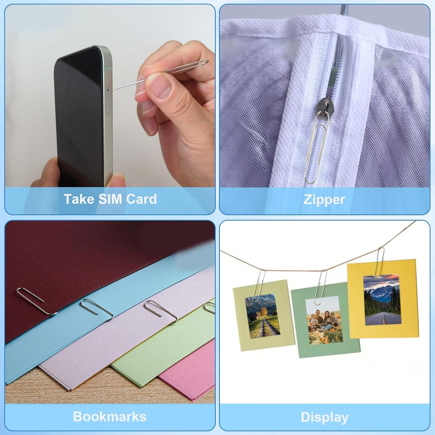 Paper Clips and Binder Clips Office Supplies Paperclips Assorted Sizes, 240 PCS Black Office Clips Paperclips and Binder Clips Set, Small Binder Clip Cute Binder Clip Push Pin Paper Clamp Thumb Tack