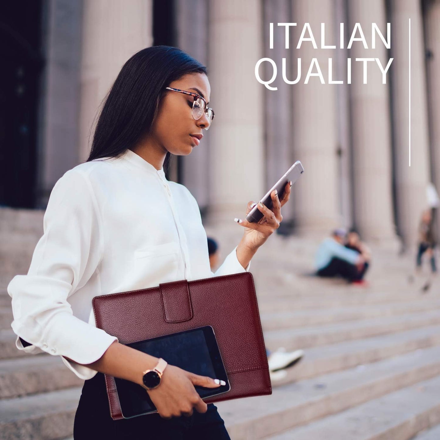 Maruse Italian Leather Executive Padfolio, Folder Organizer with Magnetic Closure and Writing Pad, Handmade in Italy, Wine