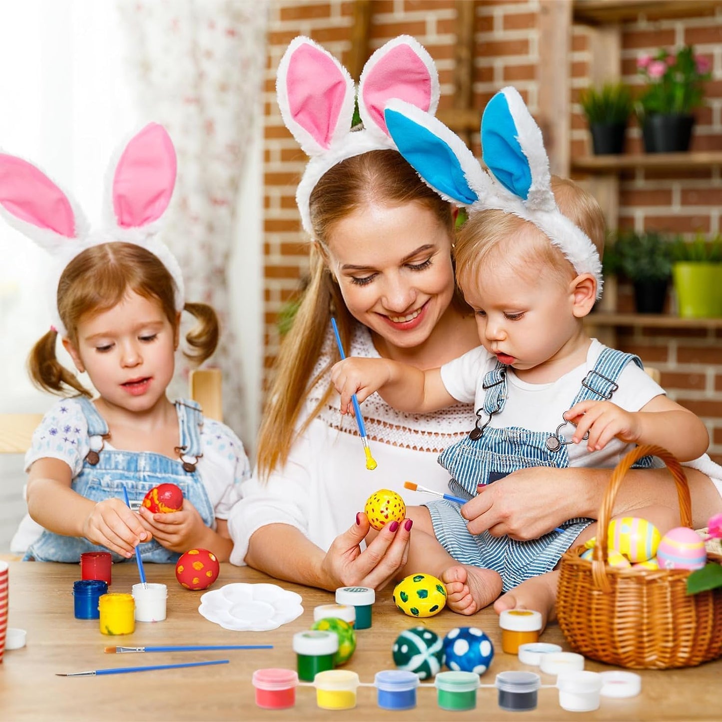 20 Pack Mini Acrylic Paint Set,12 Color Acrylic Paint Strips with 40Pcs Painting Brushes for Kids&Adults, 280 PCS Kids Paint Set Container Strips Storage for Home Classroom Party Favors Easter Gifts