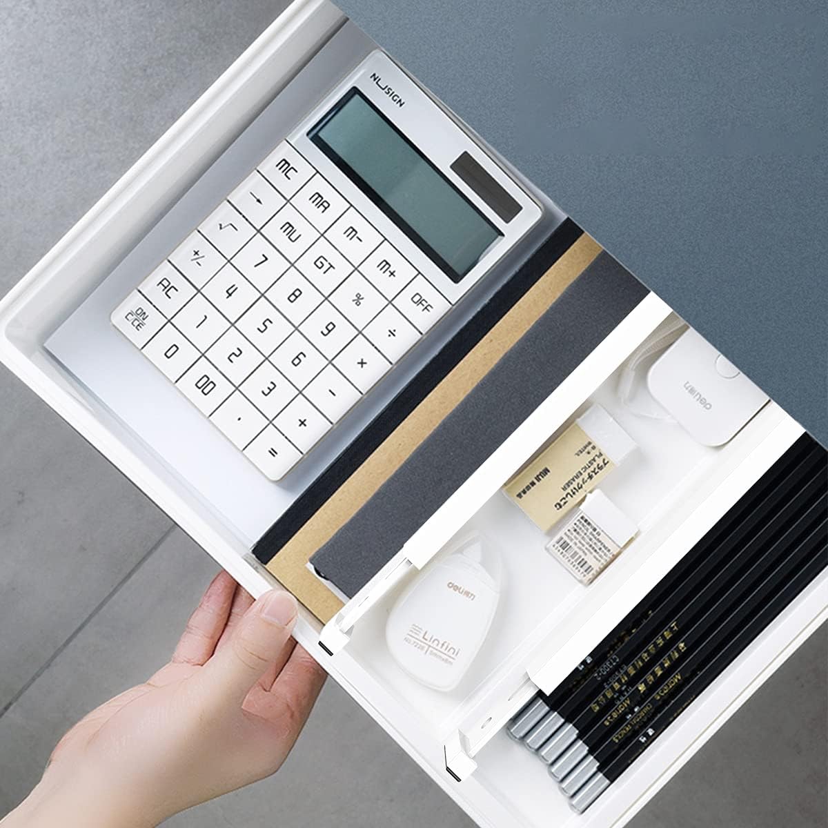 ANTOWIN Expandable Bamboo Drawer Dividers, Drawer Separators,17-22 inches Adjustable Spring-loaded Organizer for Large Utensil, Clothes, Tools Drawers, 6Pack (White)