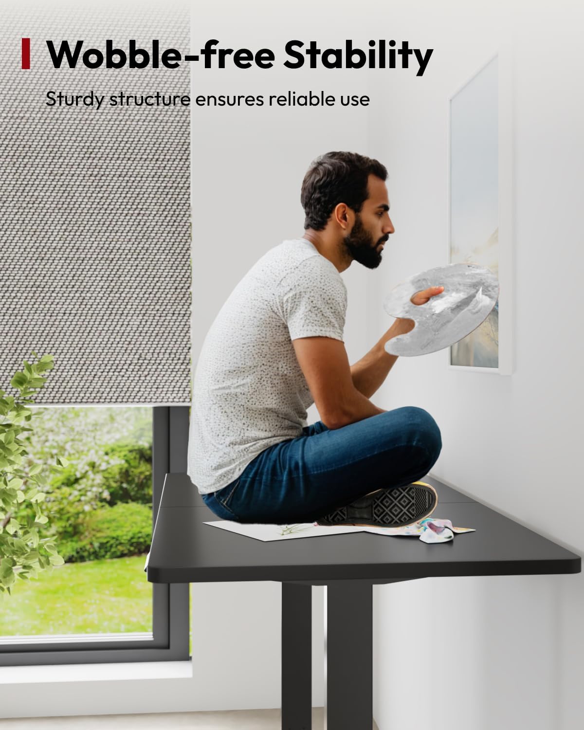 SANODESK Standing Desk Height Adjustable Electric Stand up Desk 63x24 Inches Sit Stand Home Office with Splice Board, Black Frame/Black Top