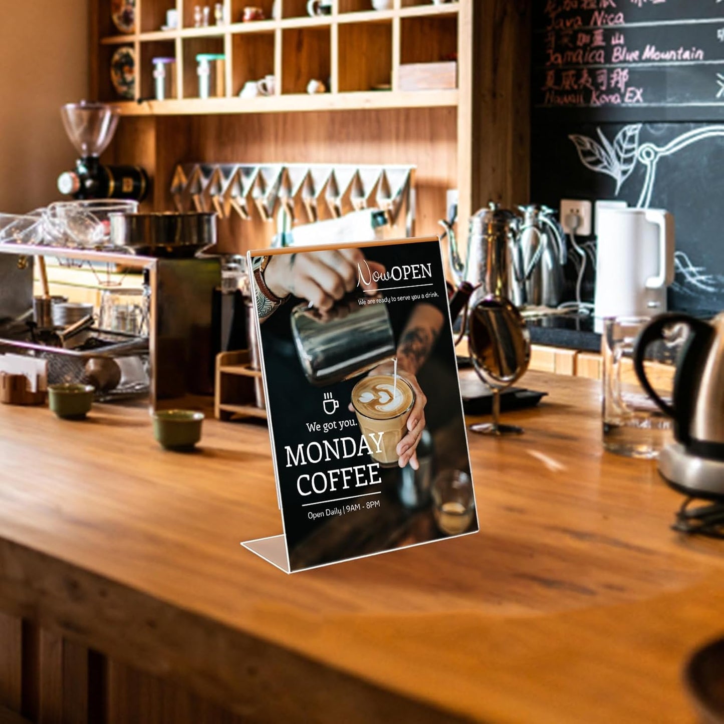 Acrylic Sign Stand Holders - 8.5 x 11 Inches Clear Plastic Table Paper Display Stand, Suit for Displaying Posters, Picture, Flyers, Menu - 18 Pack