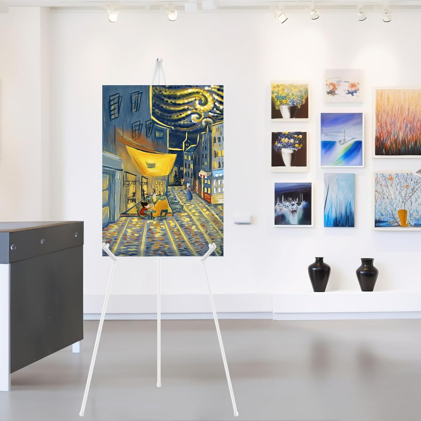 1PCS White Easel Stand for Sign, 66 Inches Lightweight Adjustable Art Poster Board Stand for Display Wedding Welcome Sign, Metal Easel Stand for Painting with Portable Bag