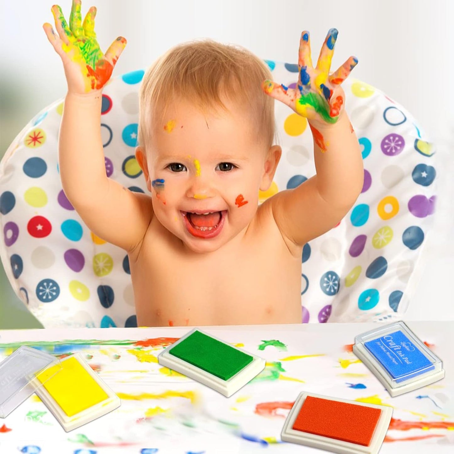 Craft Ink Pad for Rubber Stamps, Paper, Wooden, Fabric, Scrapbooking, Non-Toxic Finger Ink Pads for Kids (Black)