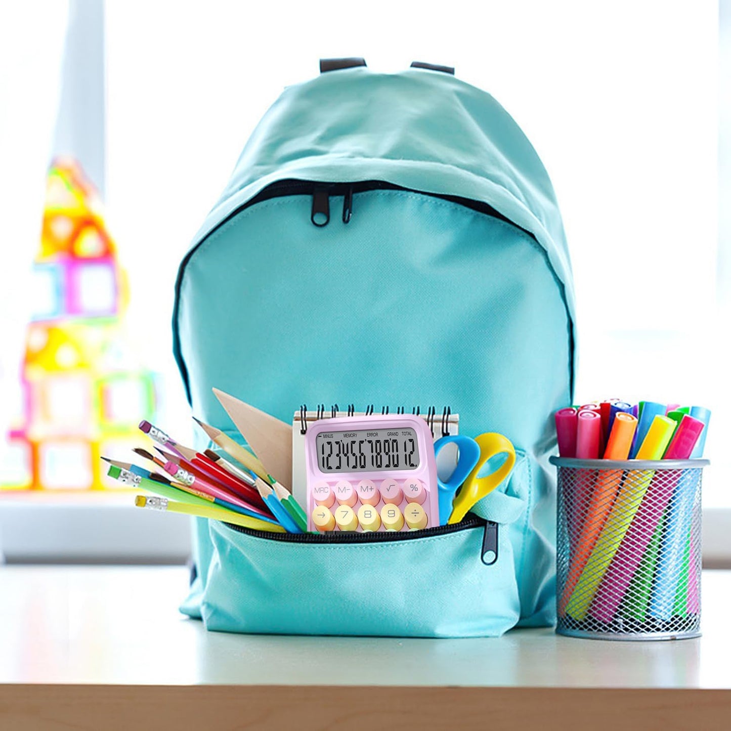 Colorful Calculator, Candy-Colored Electronic Desktop Calculators with 12Digit Large LCD Display and Big Round Buttons, Typewriter-Inspired Mechanical Key Calculator for Office,School, Home, Business