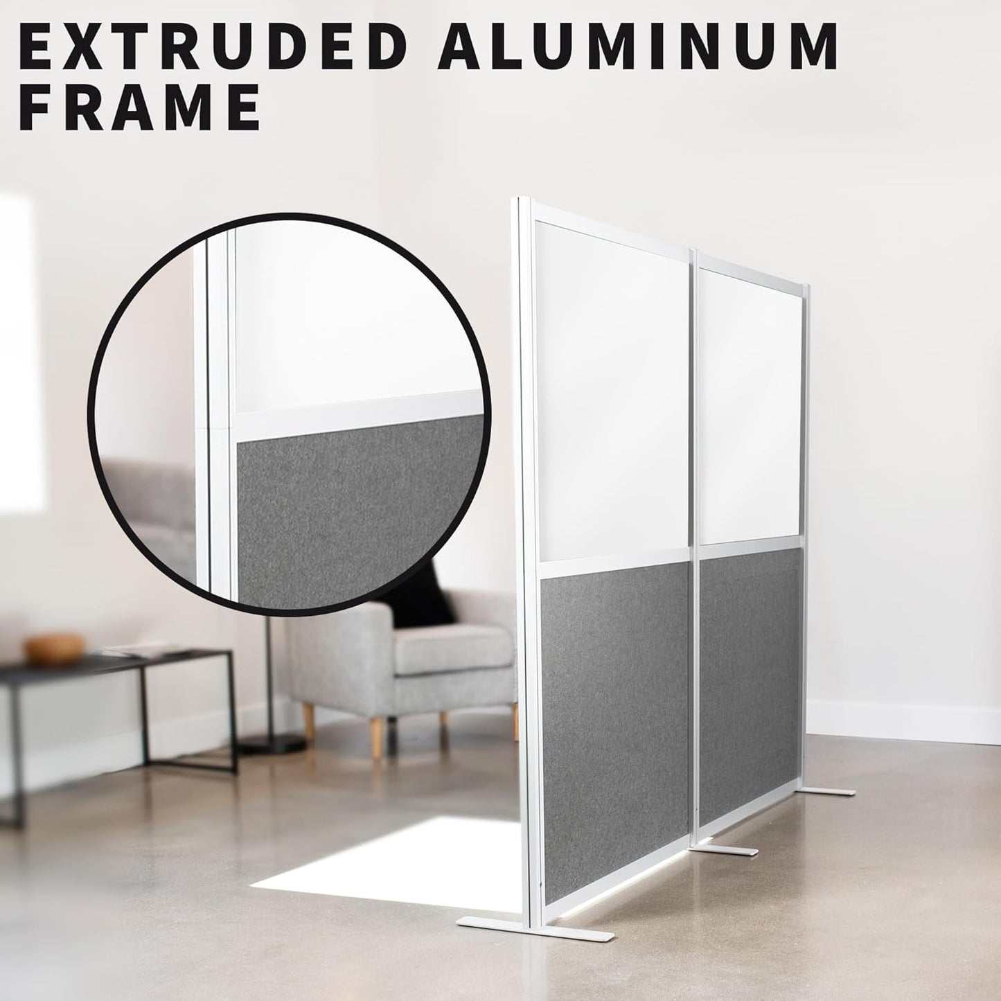 VIVO Modular Wall System, 2 PET and Whiteboard Panels, Professional Office Cubicle Dividers, Freestanding Privacy-Screen, 66 inches High, White and Dark Gray, PP-MWS63WB