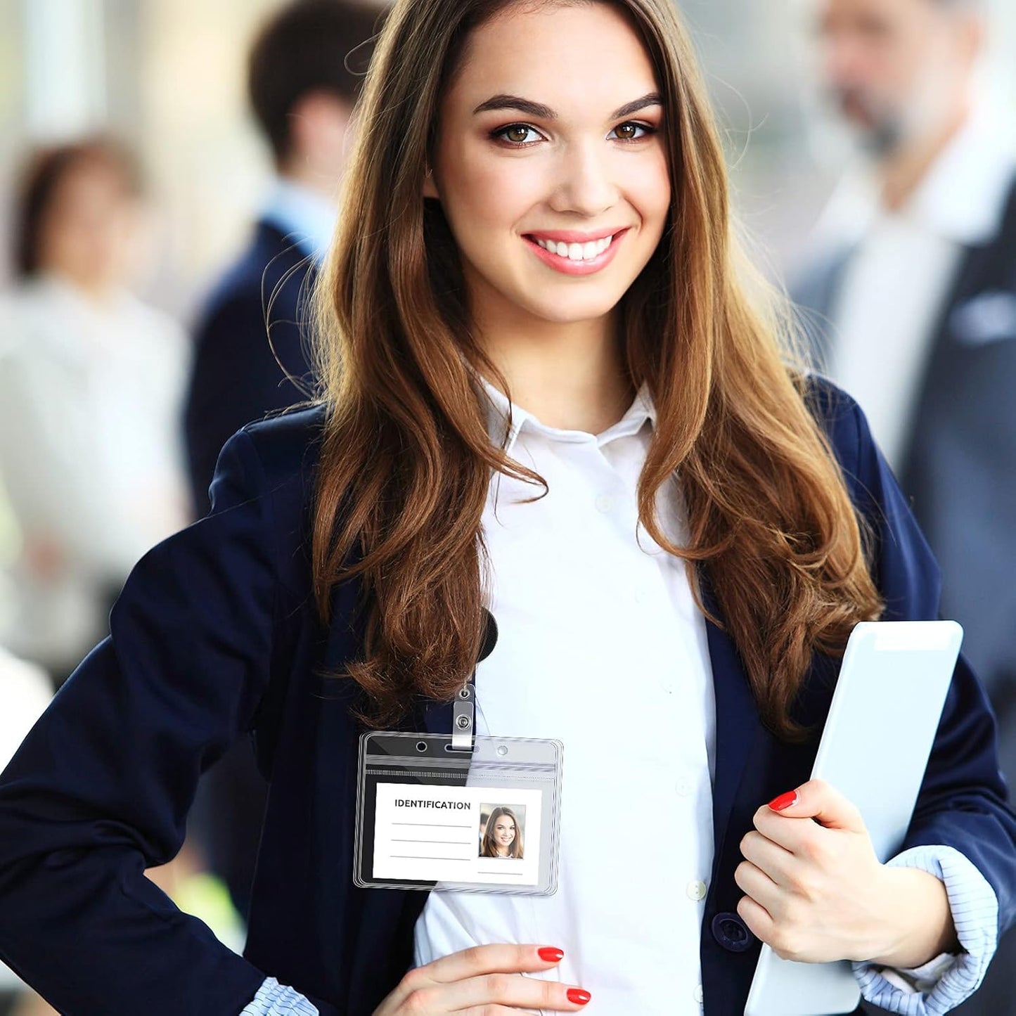 Zonon 150 Pcs Name Badge Holders Clear Plastic ID Card Name Tag Holders Badge Sleeves Horizontal Waterproof Transparent PVC Sleeve Cover Pouch for Office School Travel(4.13 x 3.54 Inch)