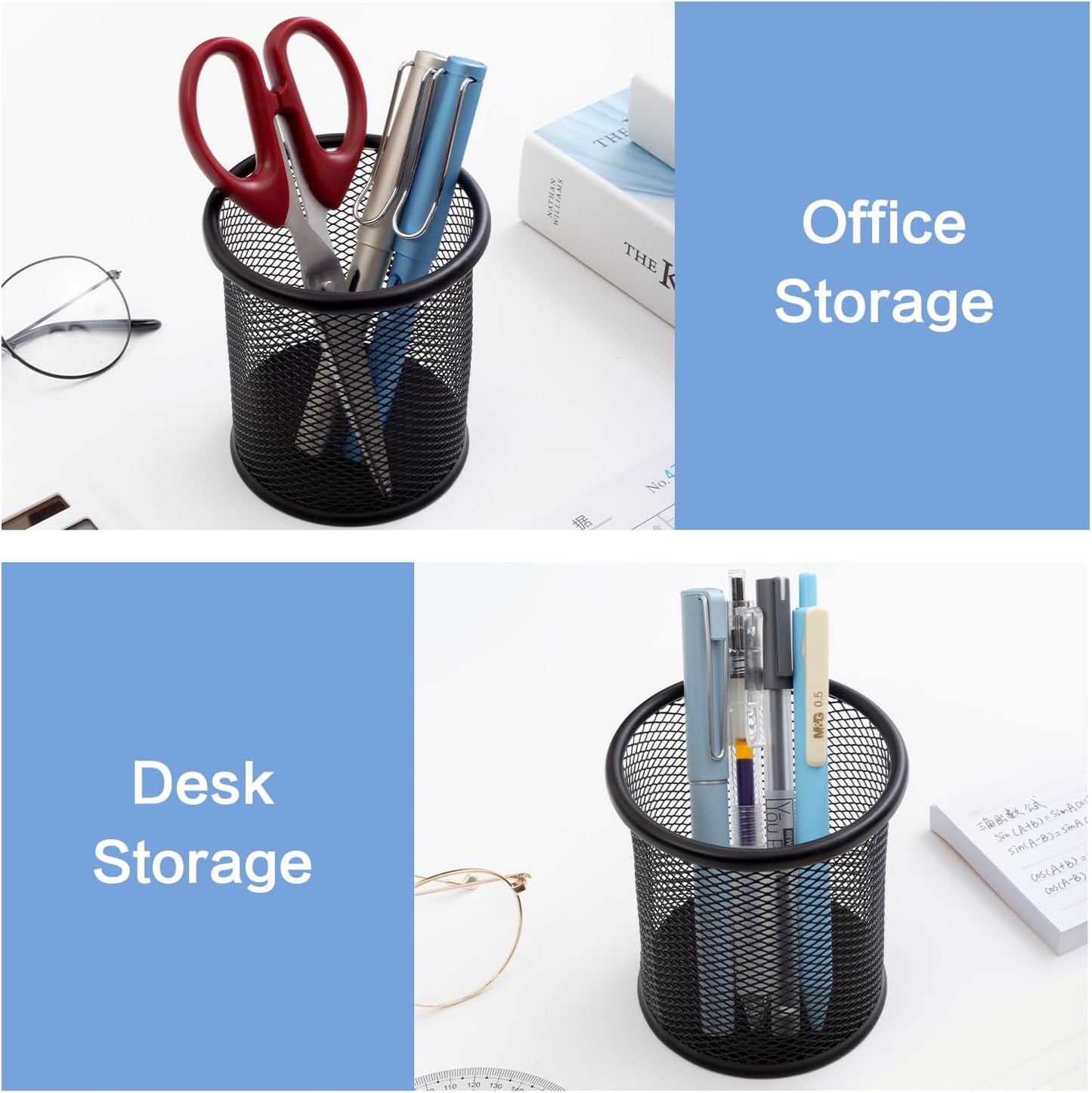M&G Black Mesh Pen Holder, Metal Pencil Cup Holder Wire Mesh Pencil Holder for Desk Office School Organizer