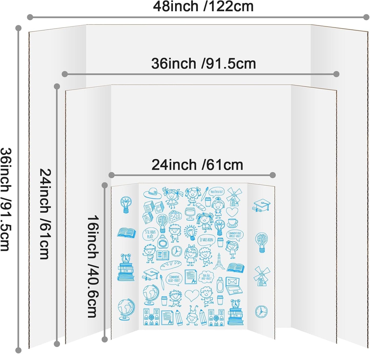 10 Pack Trifold Poster Board 48" X 36", IKAYAS Single sided White Poster Boards, Science Fair Display Boards Posterboard Foamboard for Mounting, Prints,Art,Display,Projects Classroom Supplies