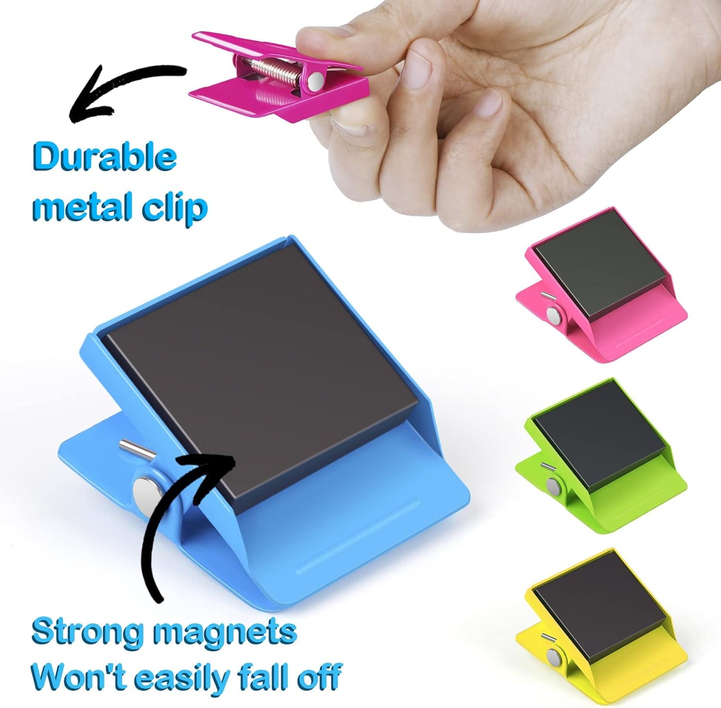 Grtard 8 Pack Magnetic Clips Heavy Duty, Colorful Strong Fridge Magnet Clips Heavy Duty, Metal Magnet Clips for Fridge, Clip Magnets, Magnetic Clips for Refrigerator, Locker, Whiteboard, Home, Office