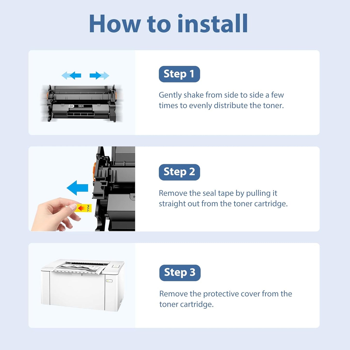 58X CF258X Toner Cartridges 2 Black Compatible for HP-58X CF258X 58A CF258A High Yield Toner Cartridge Work with Laser Jet Pro M404n M404dn M404dw M304 MFP M428dw fdn fdw Enter Prise M406dn MFP M430f