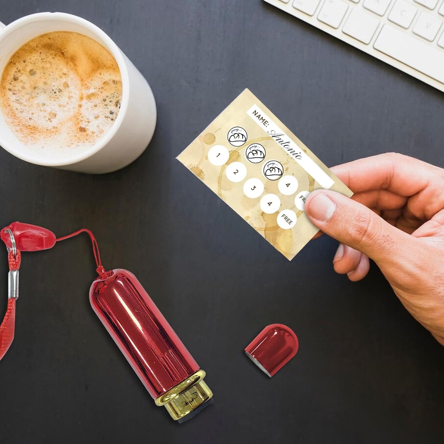 Custom Loyalty Card Personalized Self Inking Reward Food Stamp, Small Round Rubber