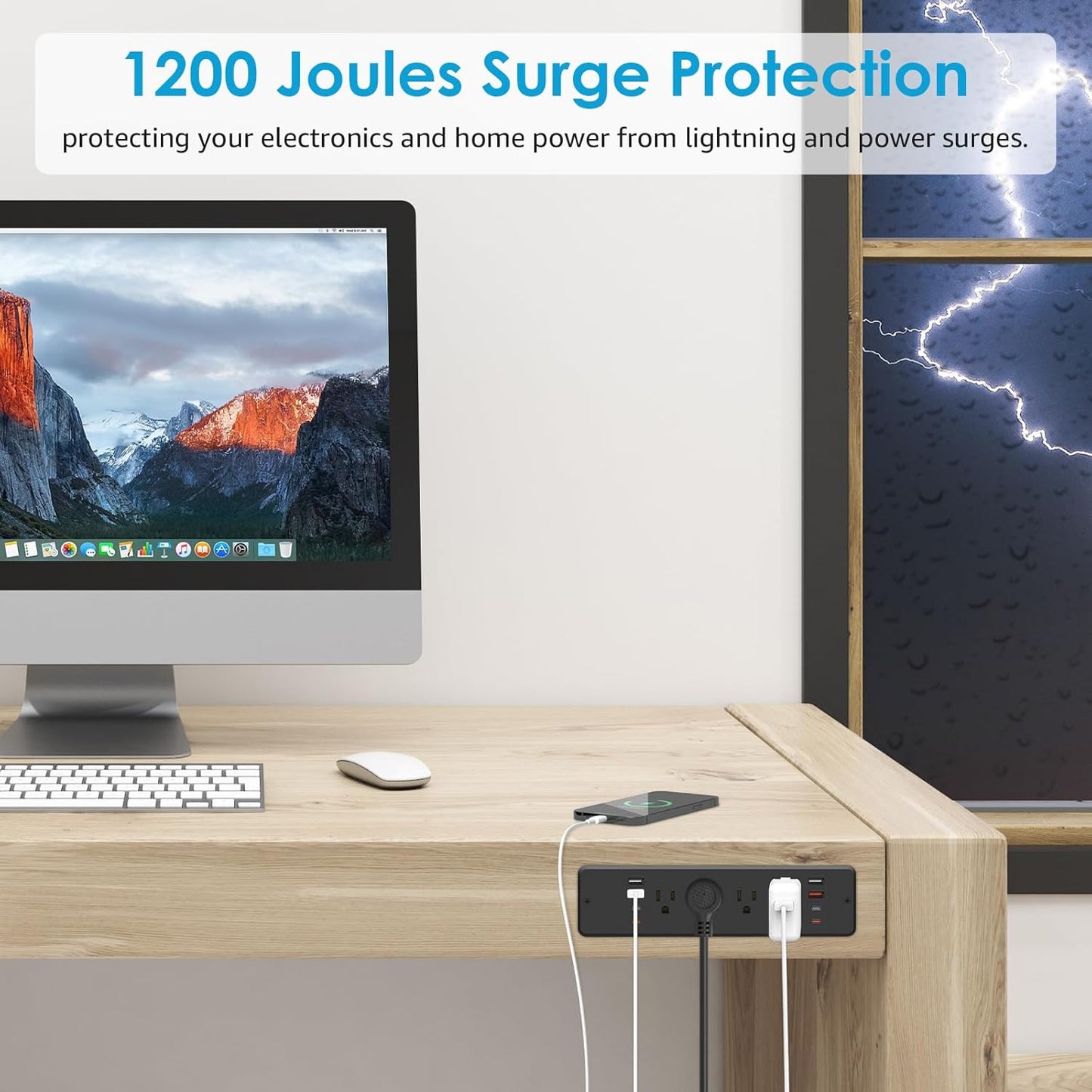 HHSOET 8 Outlet Recessed Power Strip, 30W Fast Charging Furniture Power Outlet USB C, Flush Mount Surge Protection Socket with 4 USB-A and 4 USB-C, 10ft Power Cord. (Black)