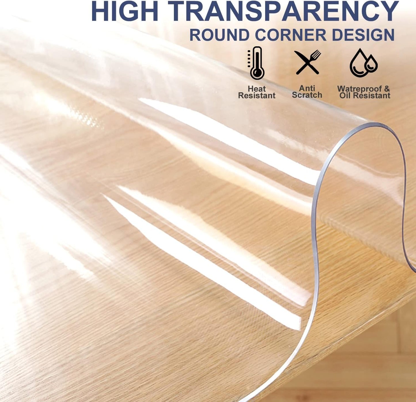 1.5mm Thick 12x46 Inch Clear PVC Table Protector Crystal Table Mat Waterproof Table Pad Plastic Desk Cover Protector for Dresser Night Stand Vanity Desk Writing Desk Coffee Table Transparent Table Mat