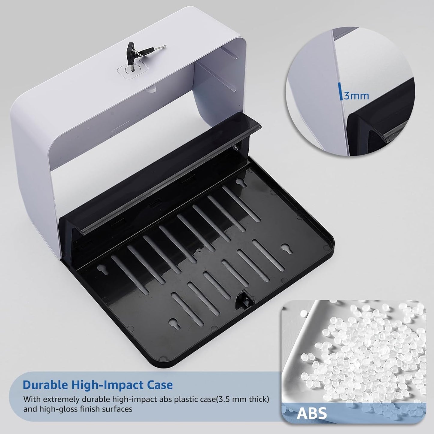 Paper Towel Dispenser Wall Mounted, Multifold Hand Towel Dispenser for Kitchen Bathroom Home Business, Trifold/C Fold/Z Fold Paper Towel Holder with Lock, Universal Paper, White