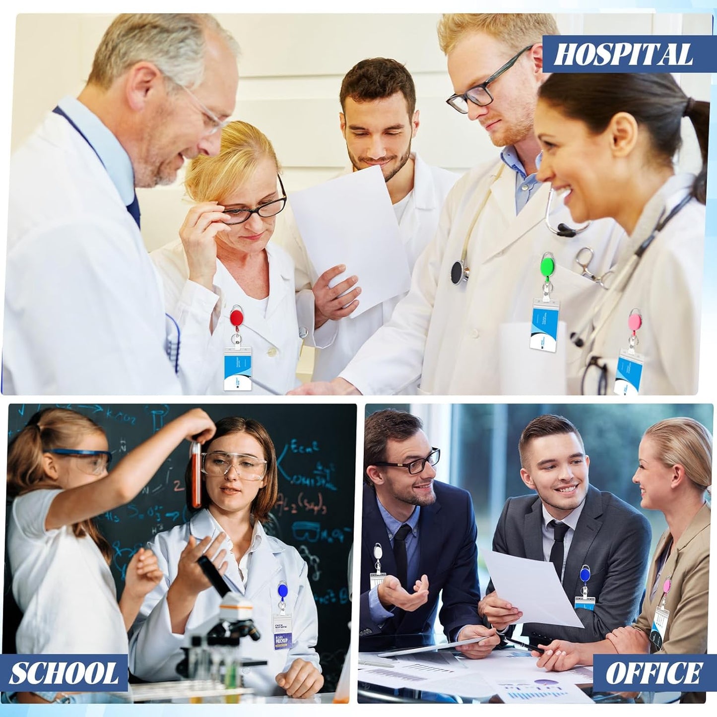 Laumoi Heavy Duty Retractable Badge Holder Reel with Belt Clip Keyring and Waterproof Vertical ID Card Holders for ID Name Card Keychain Badge(11 Colors)