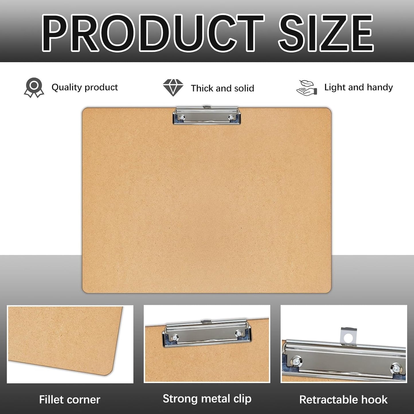 10 PCS Extra Large 11x17 clipboard, Wood Cleats with Low Profile Clips for Drawing, Sketching, and Art Boards, Horizontal Wood Lapping, Landscape Layout