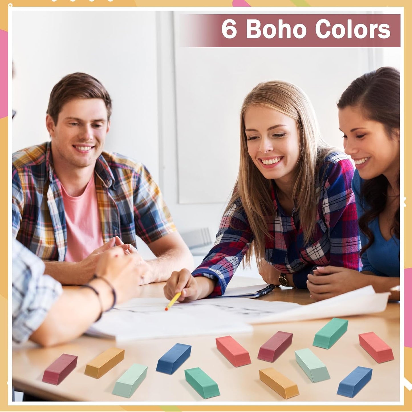 150 Pcs Boho Classroom Decor Erasers Bulk Colorful Pencils Erasers for Students Artists Drawing Writing for School College Classroom Home Office Supplies