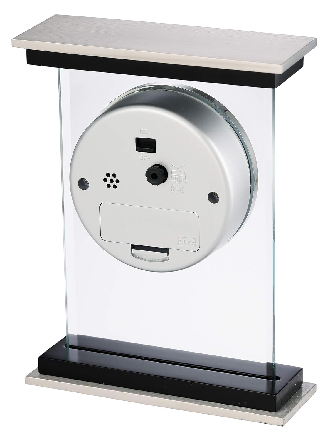 Howard Miller Bryant Tabletop Alarm Clock – Modern Desk Clock with Silent Sweep Seconds Luminous Hands Roman Numeral Markers & Bracket Style Design Satin Finish for Home Office & Desktop Decor