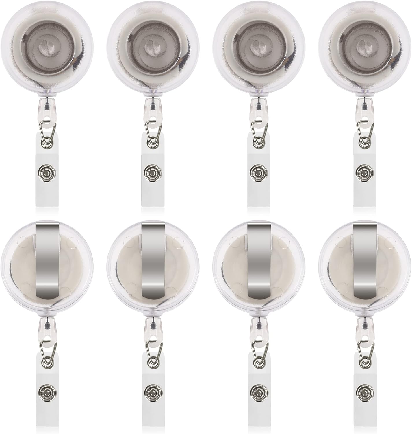 JANYUN 50 Pcs Retractable Badge Reel Clips Holder for Hanging ID Card Name Key Chain (Clear Frosted)