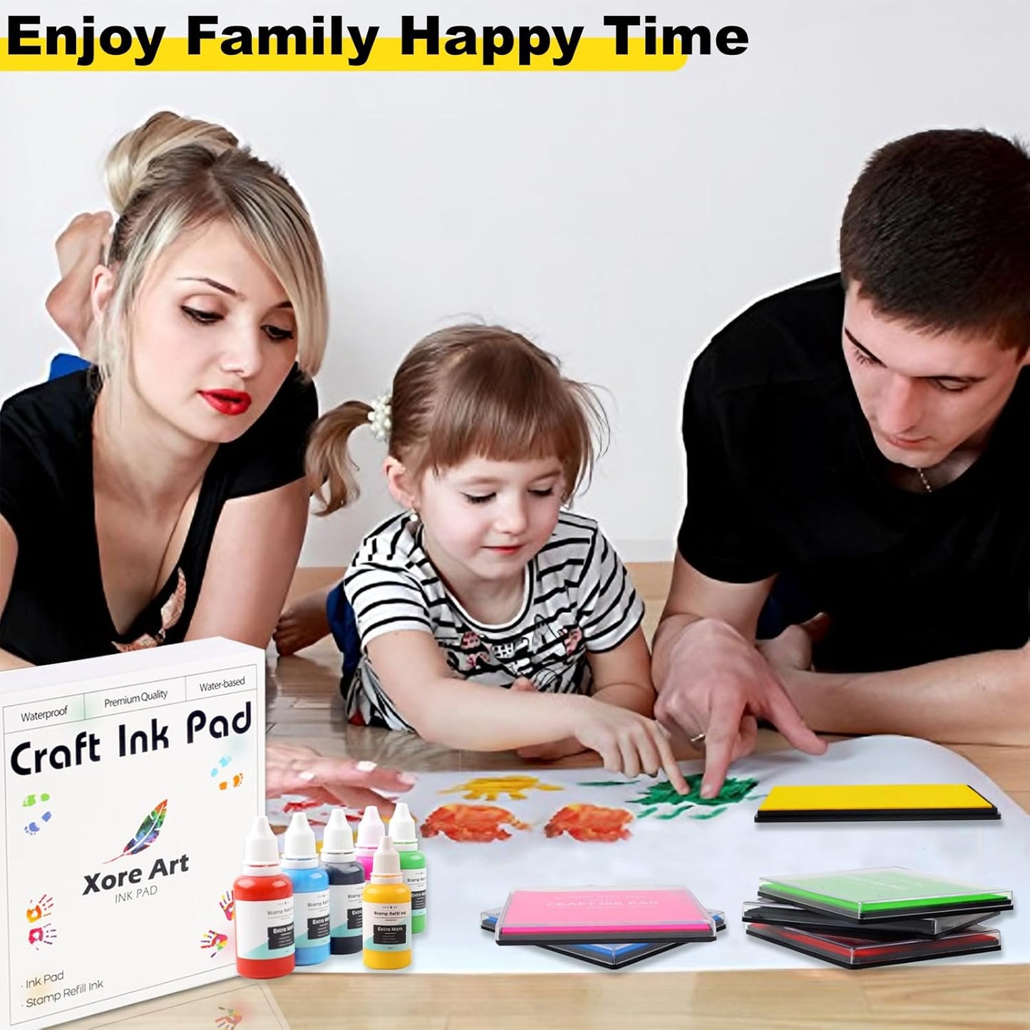 5"x4'' Large Ink Pad Washable Stamp Ink Pad for Baby Footprint Handprint with 30ml Premium Refill Ink (Black)