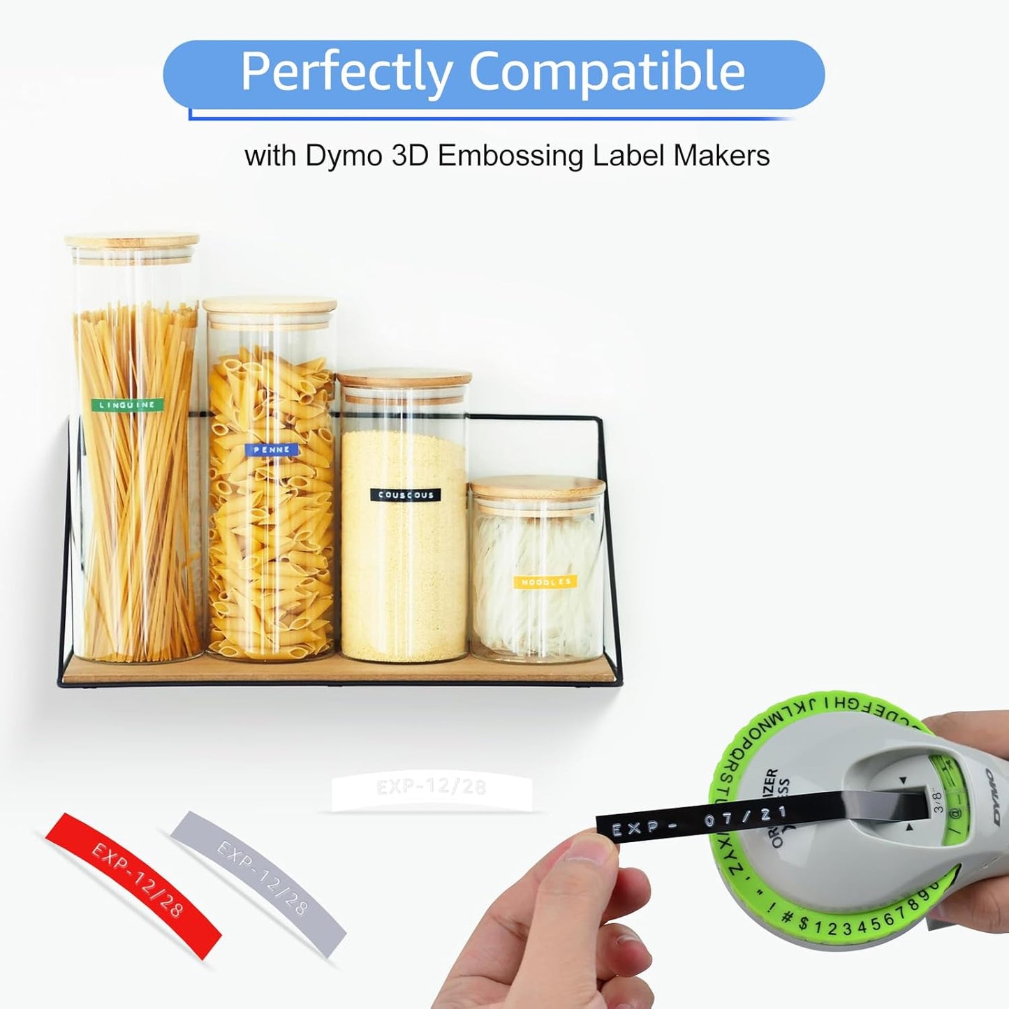 1/2 Embossing Label Tape Compatible for DYMO Colorful 3D Plastic Labels Used in Organizer Xpress Pro 1575 1595 1570, Office Mate II 1540 154000 Embossed Label Makers-5 Pack