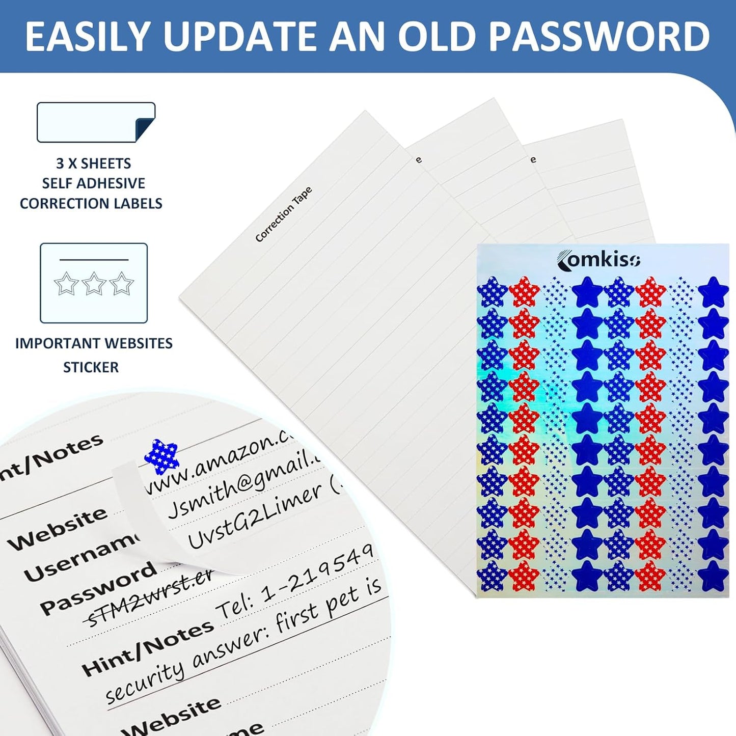 Password Book with Individual Alphabetical Tabs Laminated, Large Print Password Keeper Book for Seniors, A5 Hardcover Internet Password Log Book to Record Website Login Details - Bloom