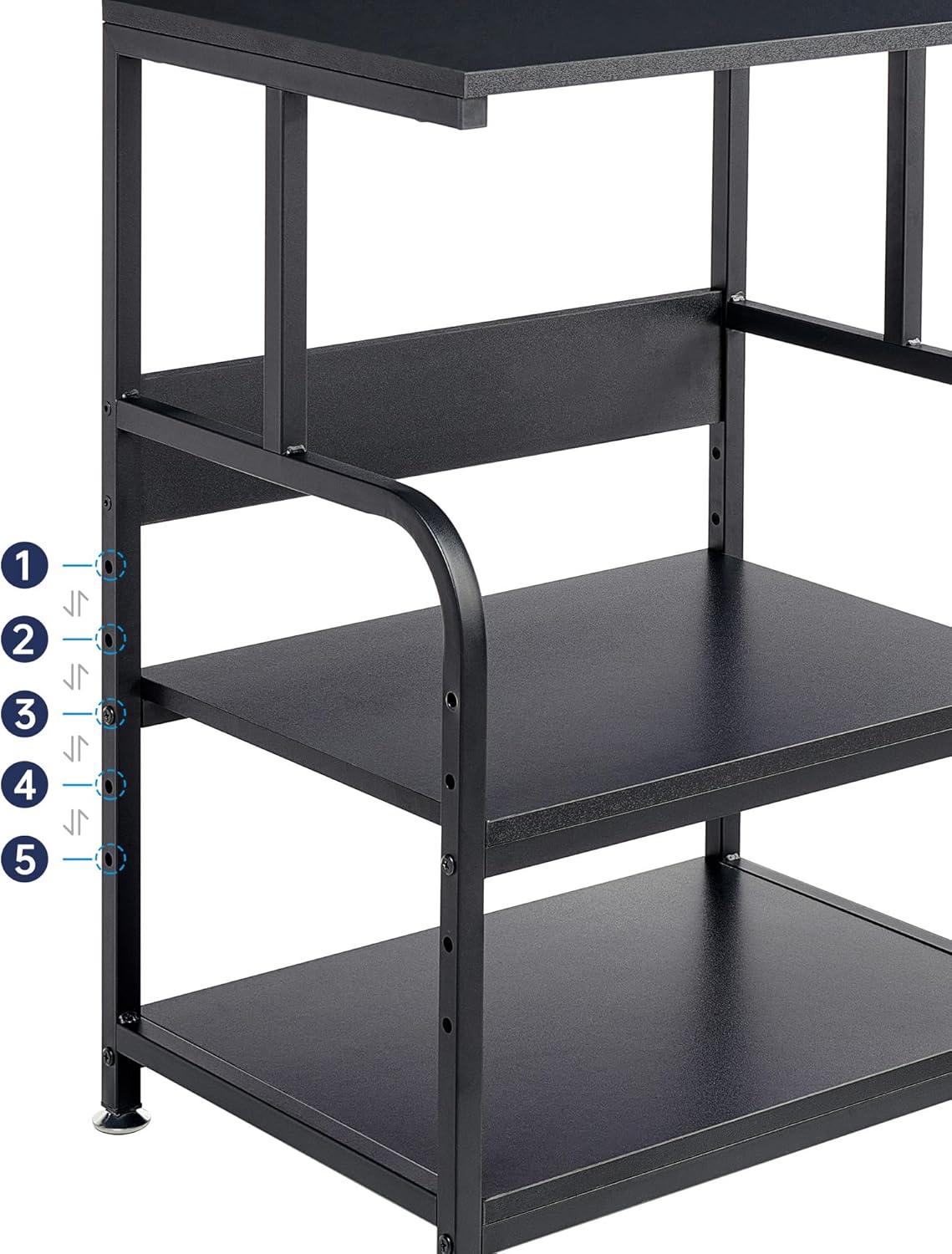 Printer Stand, 3 Tier Printer Table with Height Adjustable Storage Shelf, Rolling Printer Cart with Wheels for Home Office Organization, Black